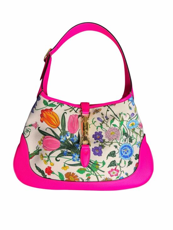 Gucci Handbags - Gucci Jackie Flora Medium Canvas Hobo Bag